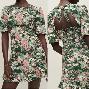NEW Reformation Alaina Dress Green Pink Floral Size 4